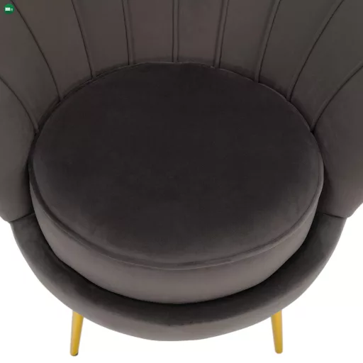 Art-deco stílusú fotel, szürkésbarna Velvet szövet/gold arany króm, NOBLEO
