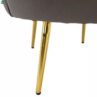   Art-deco stílusú fotel, szürkésbarna Velvet szövet/gold arany króm, NOBLEO
