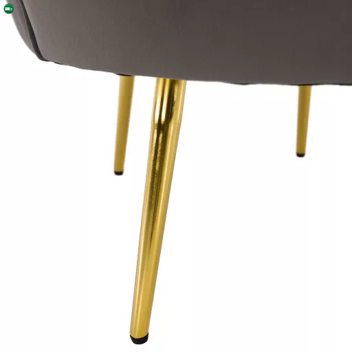 Art-deco stílusú fotel, szürkésbarna Velvet szövet/gold arany króm, NOBLEO