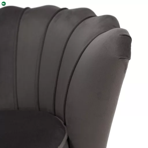 Art-deco stílusú fotel, szürkésbarna Velvet szövet/gold arany króm, NOBLEO