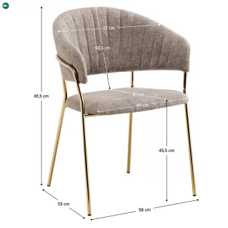   Design étkezőszék, barna szövet/gold króm arany, DASMIN TYP 1