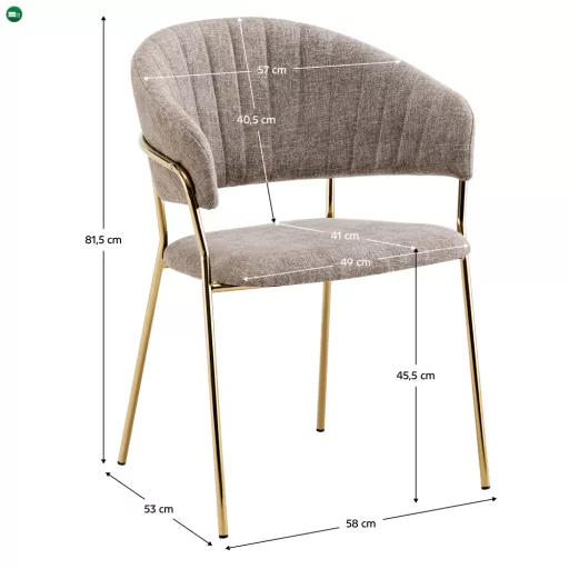 Design étkezőszék, barna szövet/gold króm arany, DASMIN TYP 1
