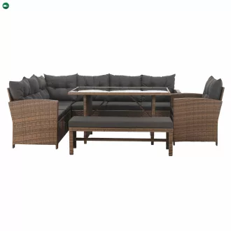 Kerti rattan szett, szürkésbarna/világosbarna, SAGIR