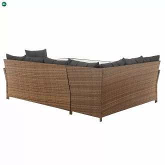 Kerti rattan szett, szürkésbarna/világosbarna, SAGIR