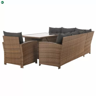 Kerti rattan szett, szürkésbarna/világosbarna, SAGIR