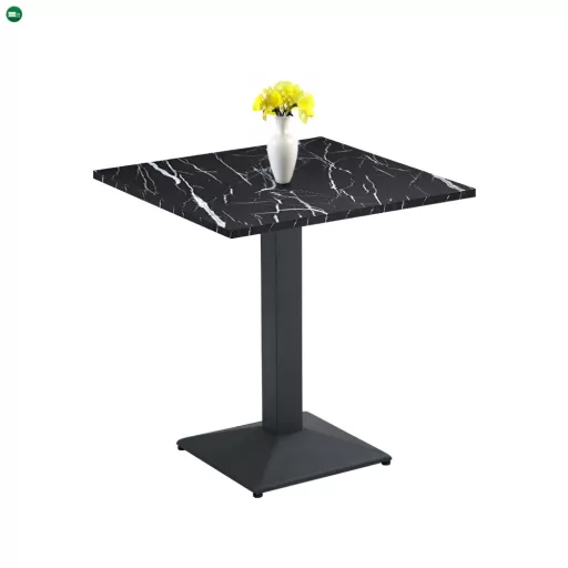 Bisztró asztal, fekete márvány/fekete, 70x70 cm, RINALDO TYP 1
