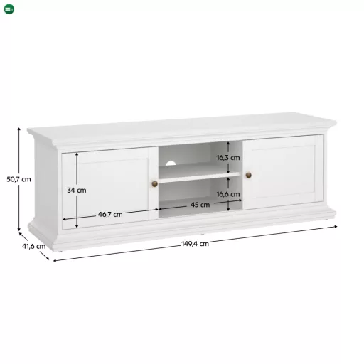 TV-asztal, fehér, PARIS 77810