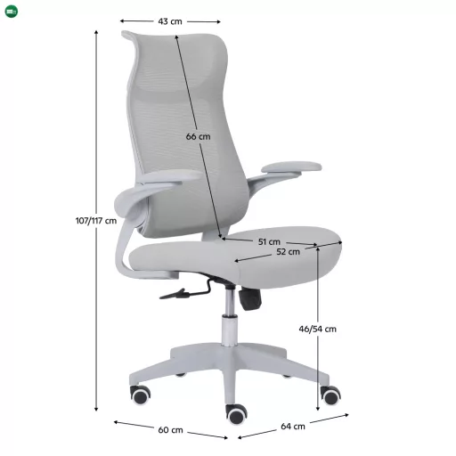 Irodai szék, szürke, SETON