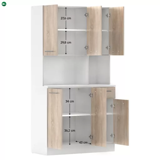 Hatajtós szekrény, fehér/sonoma tölgy, PELION NEW