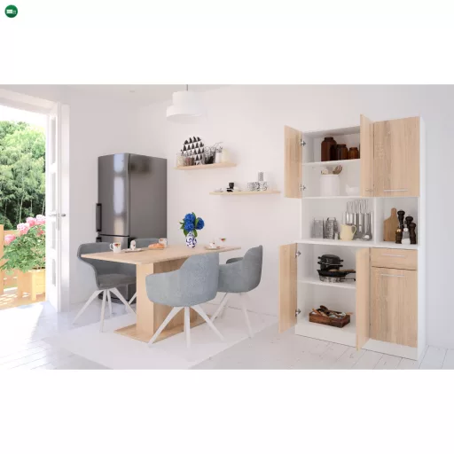 Hatajtós szekrény, fehér/sonoma tölgy, PELION NEW