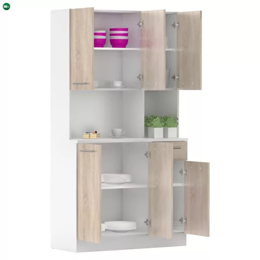 Hatajtós szekrény, fehér/sonoma tölgy, PELION NEW