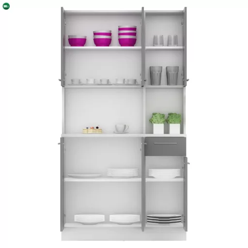 Hatajtós szekrény, fehér/grafit, PELION NEW