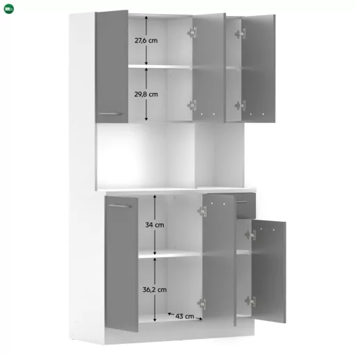 Hatajtós szekrény, fehér/grafit, PELION NEW