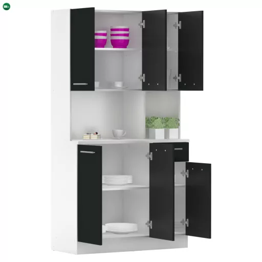 Hatajtós szekrény, fehér/fekete, PELION NEW