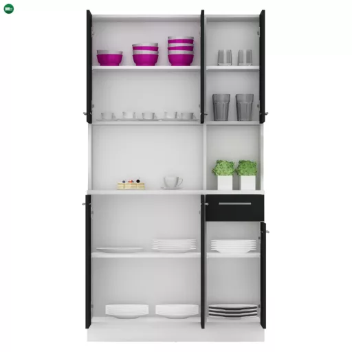 Hatajtós szekrény, fehér/fekete, PELION NEW