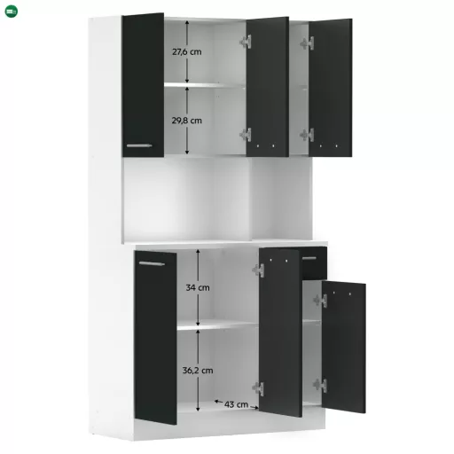 Hatajtós szekrény, fehér/fekete, PELION NEW