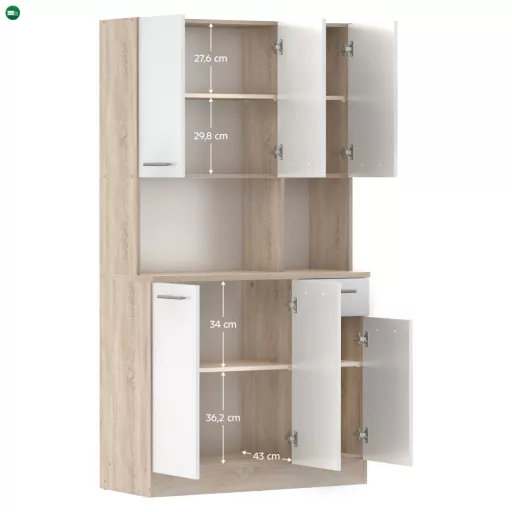 Hatajtós szekrény, sonoma tölgy/fehér, PELION NEW