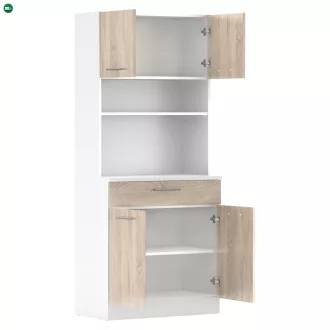 Négyajtós szekrény, fehér/sonoma tölgy, DOMIS NEW