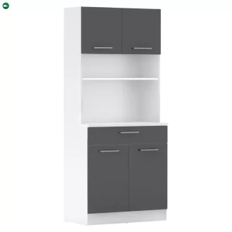 Négyajtós szekrény, fehér/grafit, DOMIS NEW