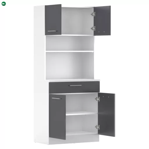 Négyajtós szekrény, fehér/grafit, DOMIS NEW