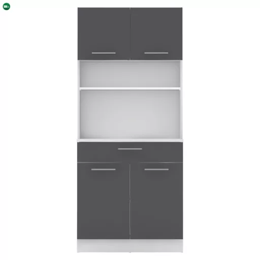 Négyajtós szekrény, fehér/grafit, DOMIS NEW