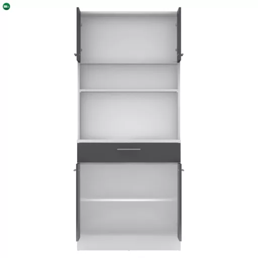 Négyajtós szekrény, fehér/grafit, DOMIS NEW