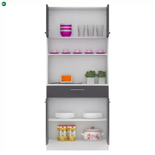 Négyajtós szekrény, fehér/grafit, DOMIS NEW