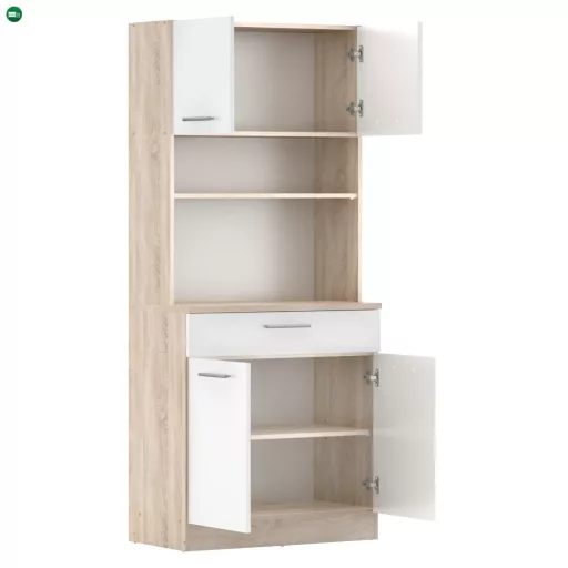 Négyajtós szekrény, sonoma tölgy/fehér, DOMIS NEW