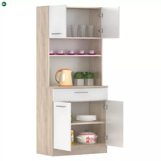 Négyajtós szekrény, sonoma tölgy/fehér, DOMIS NEW