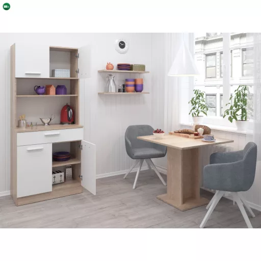 Négyajtós szekrény, sonoma tölgy/fehér, DOMIS NEW