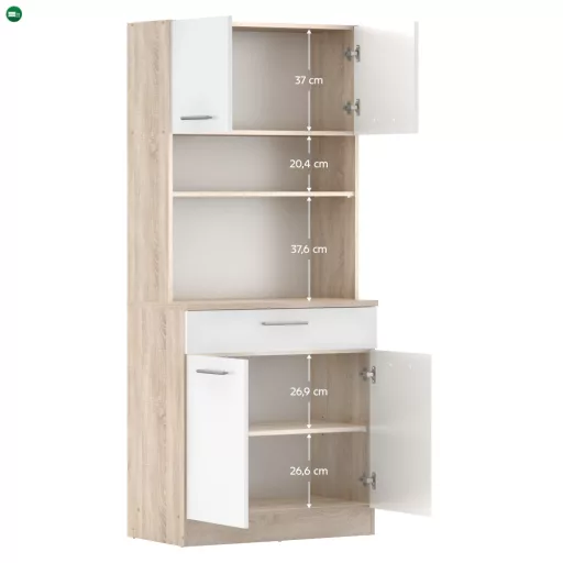 Négyajtós szekrény, sonoma tölgy/fehér, DOMIS NEW