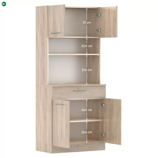 Négyajtós szekrény, sonoma tölgy, DOMIS NEW