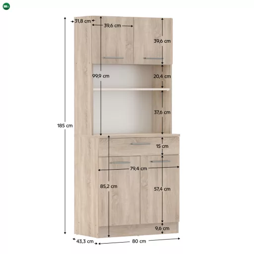 Négyajtós szekrény, sonoma tölgy, DOMIS NEW