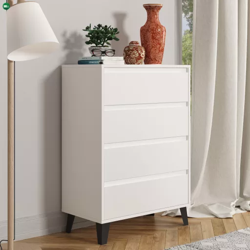 Komód, fehér, BOGAN NEW 4S70