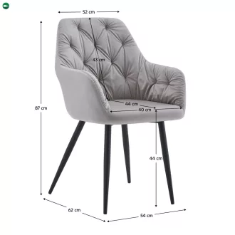Design fotel, szürke Velvet szövet, VERIO NEW