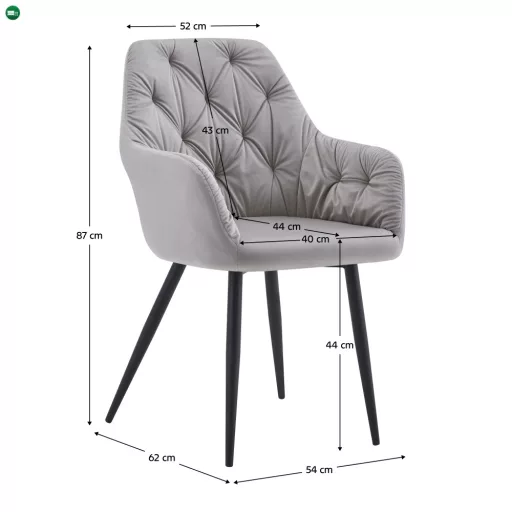 Design fotel, szürke Velvet szövet, VERIO NEW