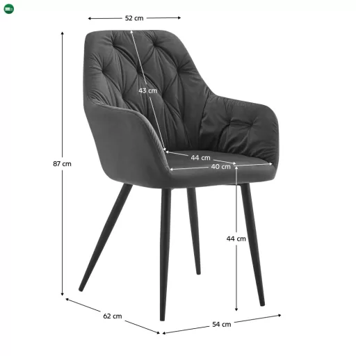 Design fotel, sötétszürke Velvet szövet, VERIO NEW