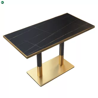   Bisztró asztal étkezőbe, fekete márvány/fekete/arany, 120x70 cm, DARIAN