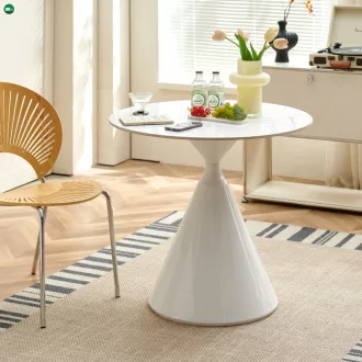   Étkezőasztal, világos márvány/fehér, átmérő 80 cm, VALER