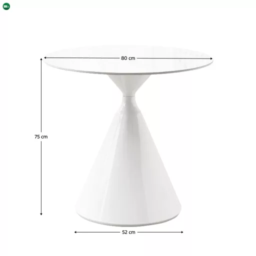Étkezőasztal, világos márvány/fehér, átmérő 80 cm, VALER