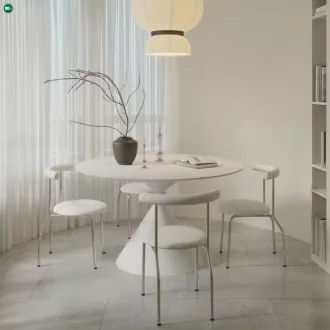   Étkezőasztal, világos márvány/fehér, átmérő 100 cm, VALER TYP 2