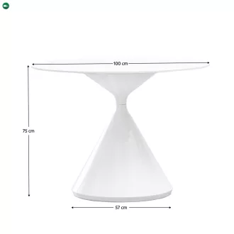   Étkezőasztal, világos márvány/fehér, átmérő 100 cm, VALER TYP 2
