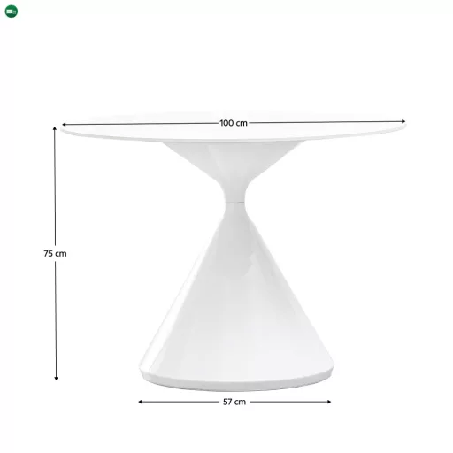Étkezőasztal, világos márvány/fehér, átmérő 100 cm, VALER TYP 2