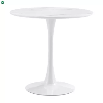   Étkezőasztal, világos márvány/fehér, átmérő 80 cm, LORIAN
