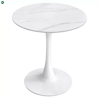   Étkezőasztal, világos márvány/fehér, átmérő 80 cm, LORIAN