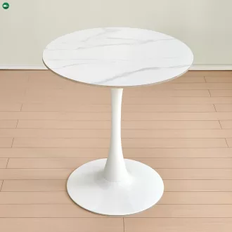   Étkezőasztal, világos márvány/fehér, átmérő 80 cm, LORIAN
