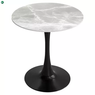   Étkezőasztal, szürke márvány/fekete, átmérő 90 cm, LORIAN TYP 1