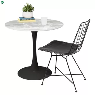   Étkezőasztal, szürke márvány/fekete, átmérő 90 cm, LORIAN TYP 1