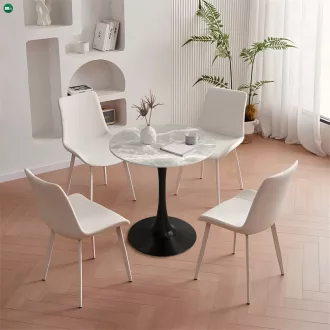   Étkezőasztal, szürke márvány/fekete, átmérő 90 cm, LORIAN TYP 1