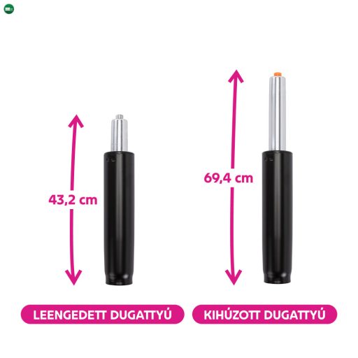 Gázrugó, fekete, hosszúság 69,4 cm, 150 kg, PIEST TYP 7